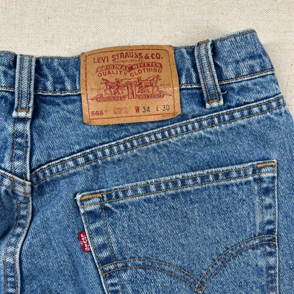 Vintage Levis 565 Jeans Mens 34x30 (fits 33x30) Loose Fit Straight 90s Y2K Denim - Picture 7 of 11